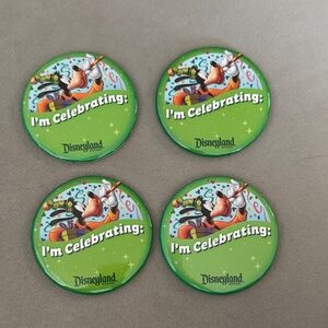 Disneyland Resort “I’m Celebrating” Goofy Pin Buttons Set of 4